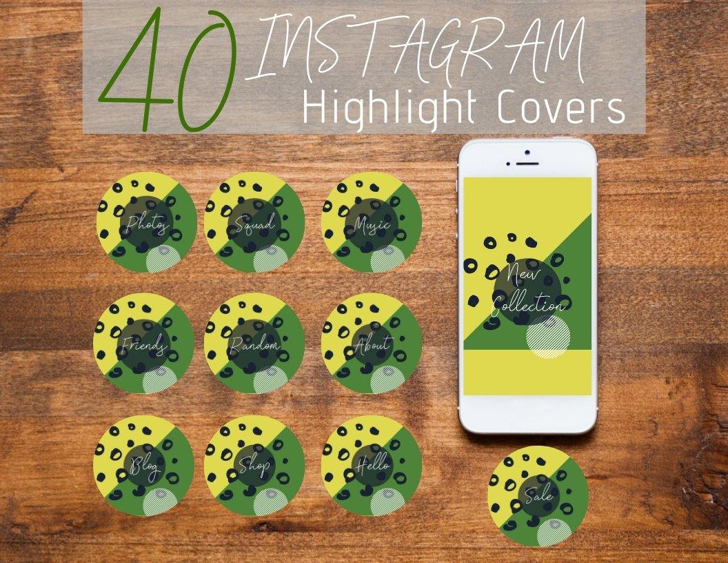 Yellow and Green Abstract Instagram Story Highlight Covers - Healthy Wealthy Skinny