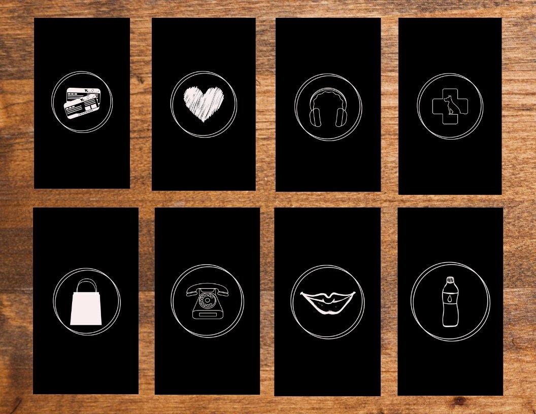 White Circle Icons with Black Background - Healthy Wealthy Skinny