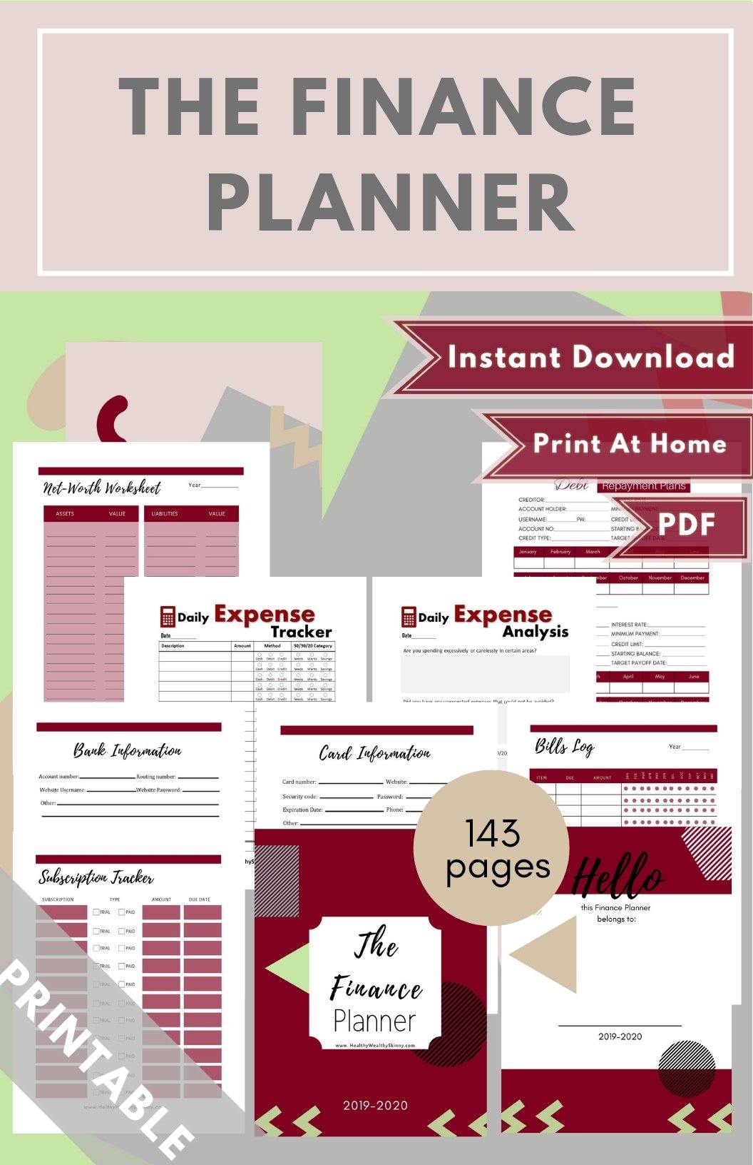 The Finance Planner Burgundy PDF - Healthy Wealthy Skinny