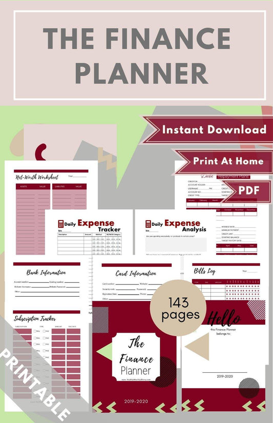The Finance Planner Burgundy PDF - Healthy Wealthy Skinny