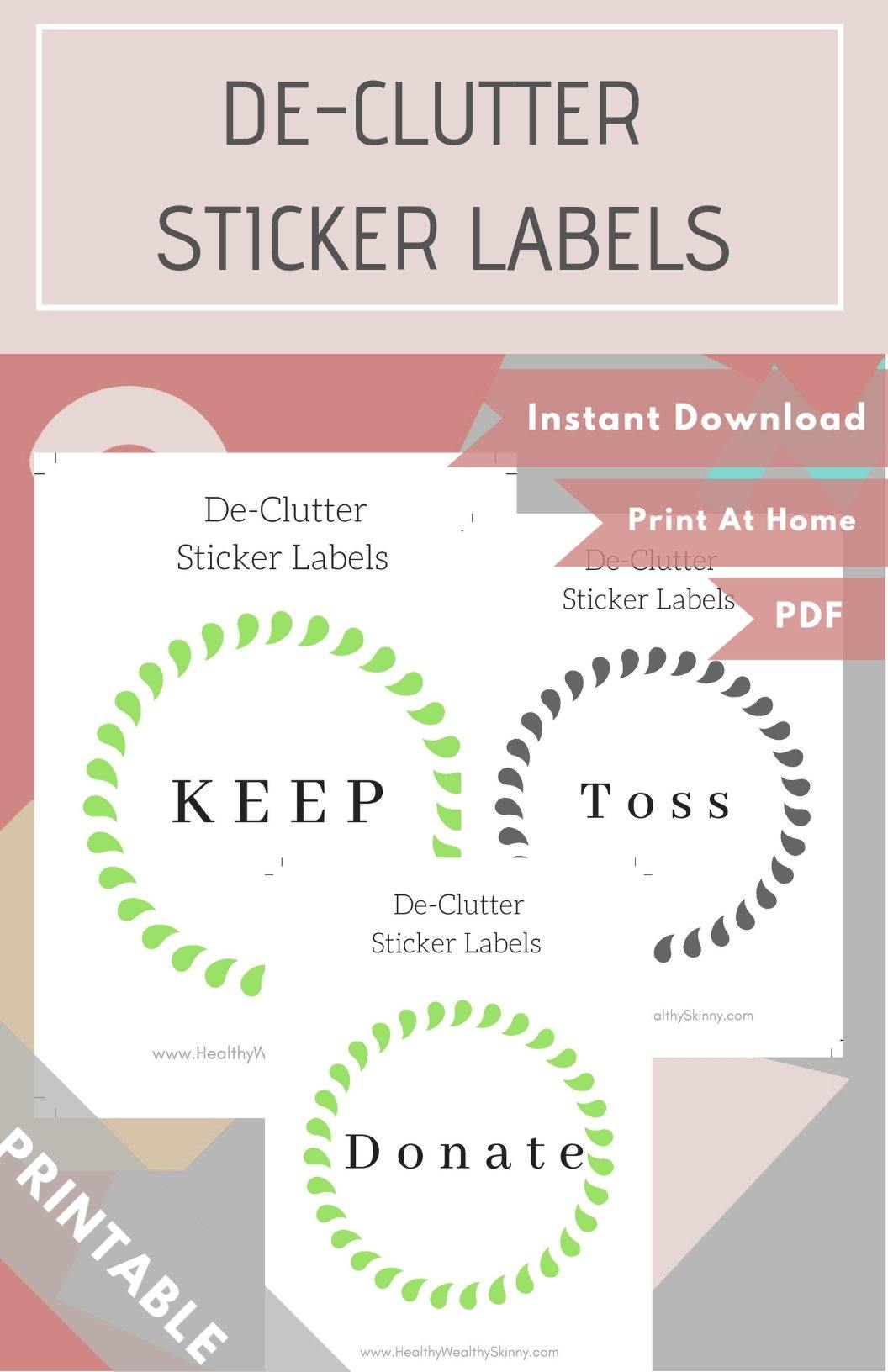 De- Clutter Sticker Labels PDF - Healthy Wealthy Skinny
