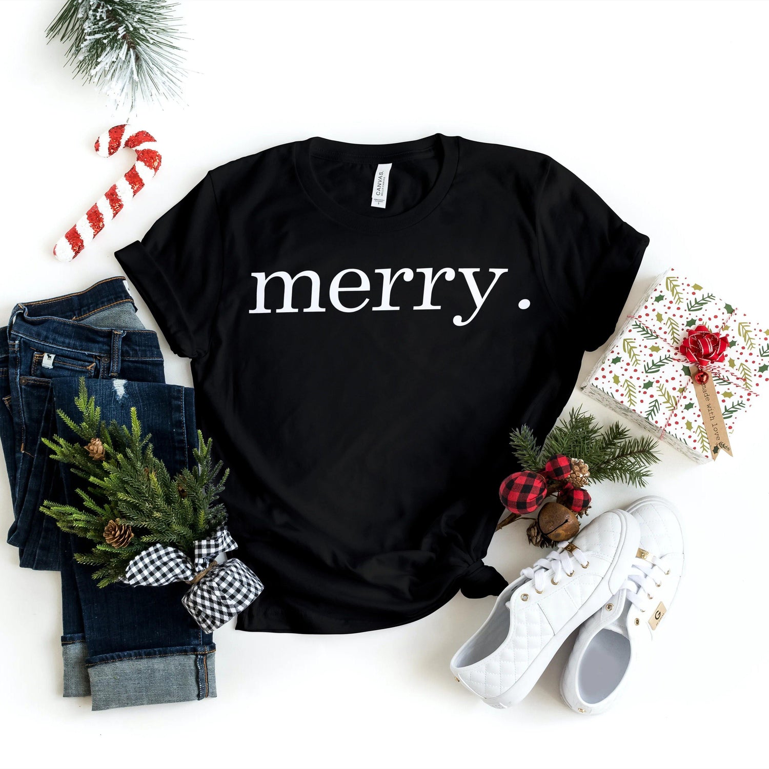 Christmas Shirts - Merry - Xmas tshirt - Holiday Shirts - Gifts - Healthy Wealthy Skinny