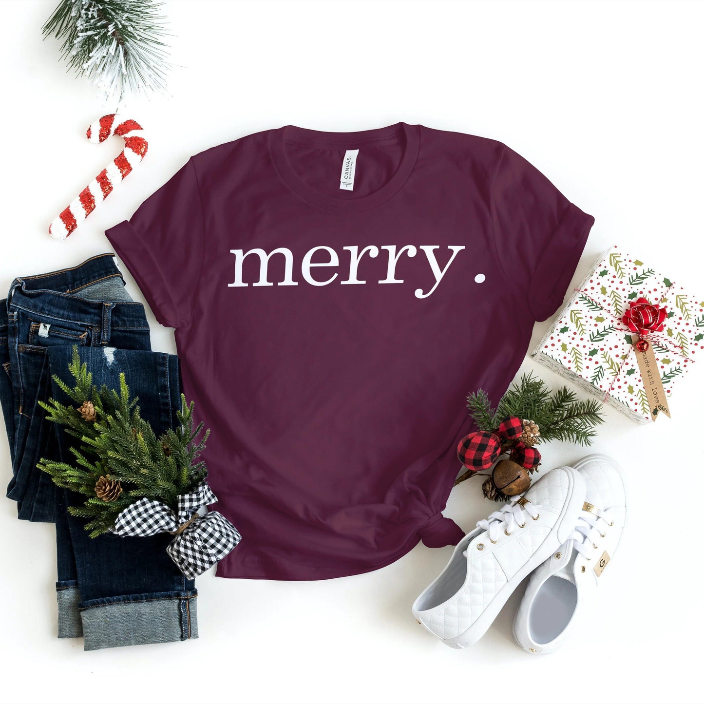 Christmas Shirts - Merry - Xmas tshirt - Holiday Shirts - Gifts - Healthy Wealthy Skinny