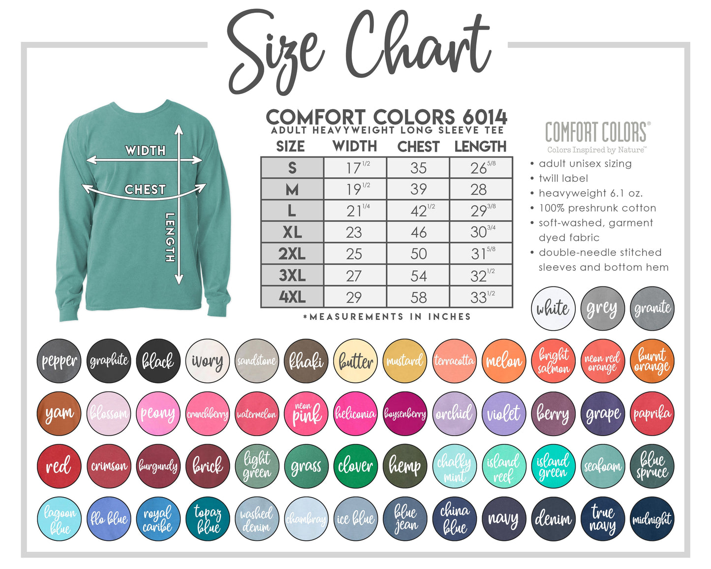 Plus Size |Comfort Colors Adult Heavyweight Long-Sleeve T-Shirt More Colors -  2/2