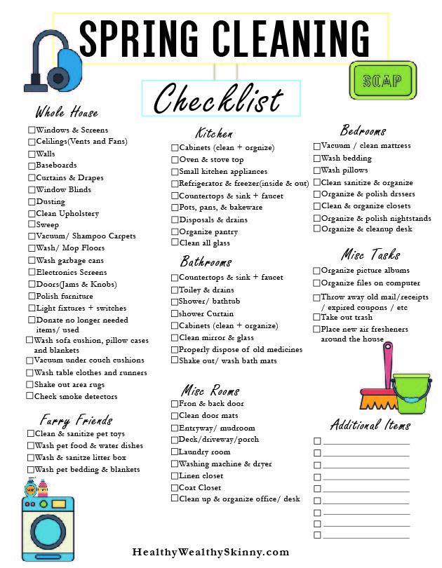 Spring Cleaning Checklist PDF - Healthy Wealthy Skinny