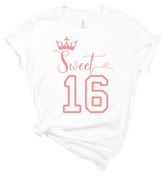 Sweet 16 Birthday Shirt - Sweet Sixteen Crown - T-Shirt - Healthy Wealthy Skinny