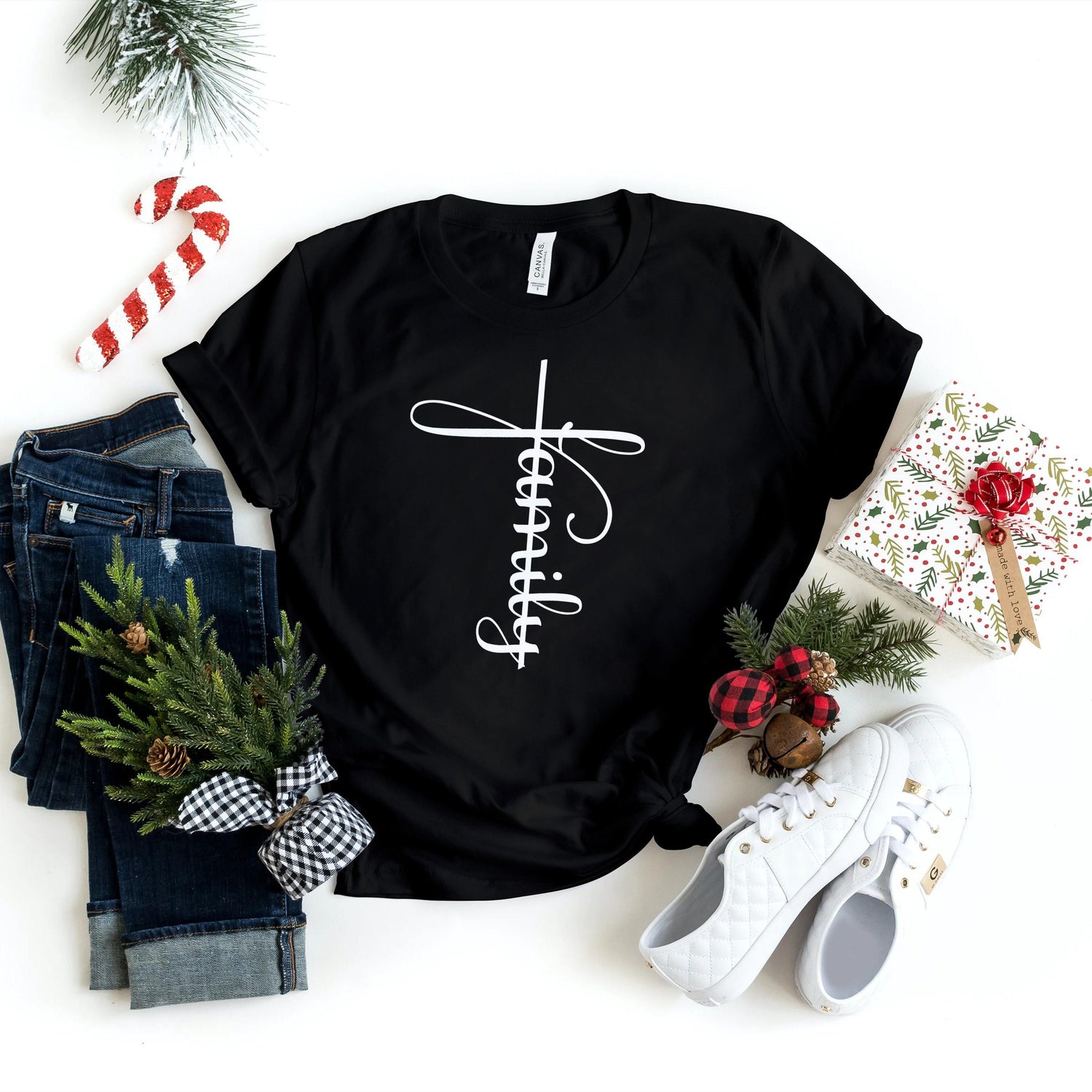 Family Shirt - Family Cross - Holiday Family Shirts - Group Shirts - Gifts - Healthy Wealthy Skinny