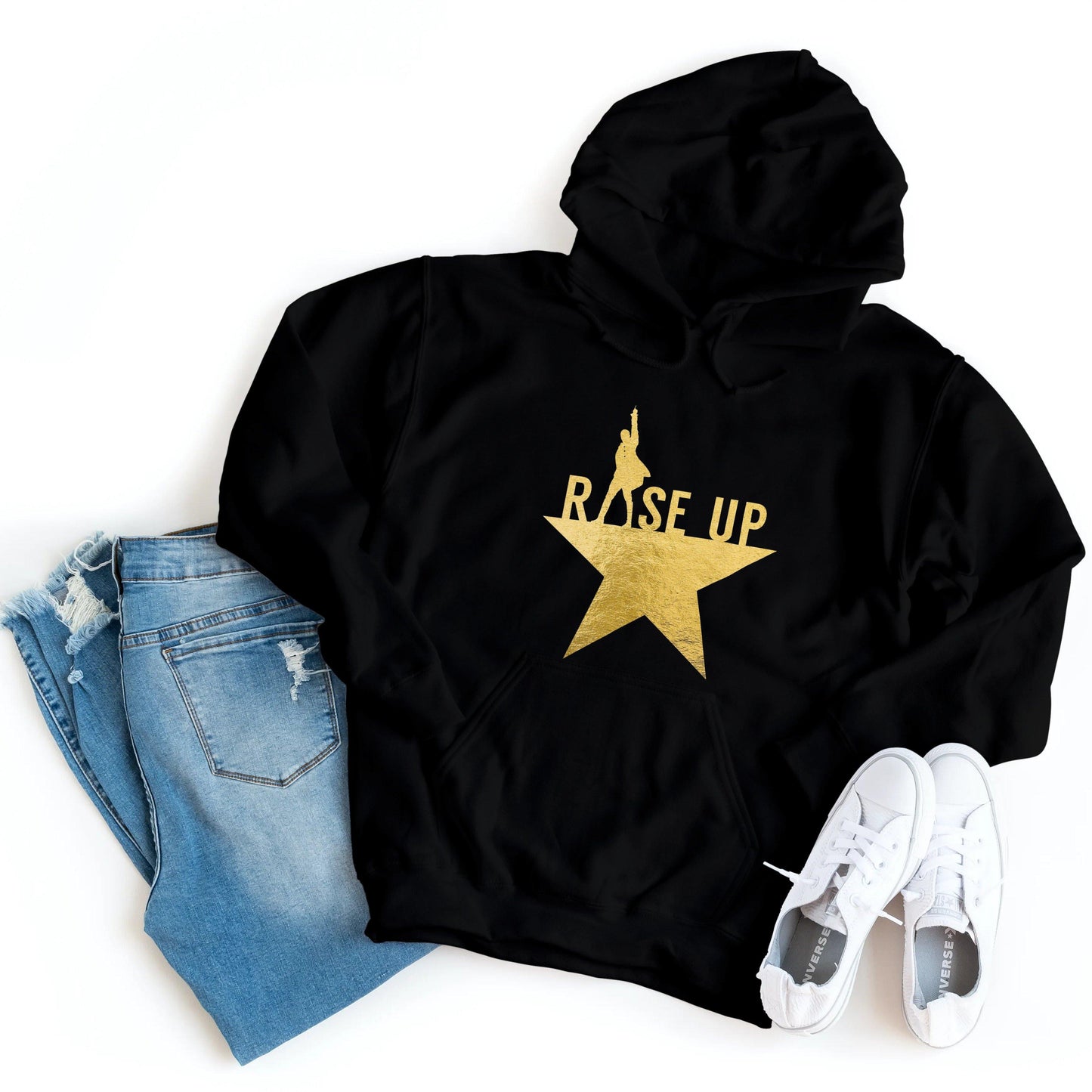Hamilton - Rise Up | Gold Foil - Hoodie - Healthy Wealthy Skinny