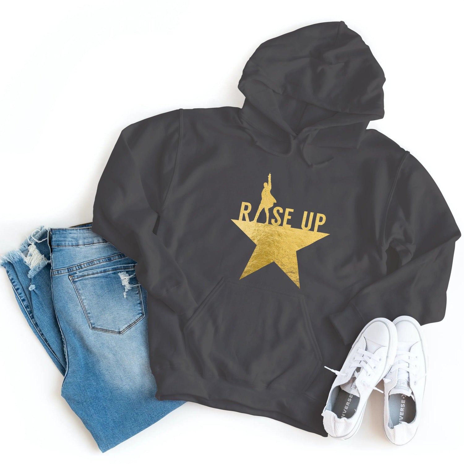 Hamilton - Rise Up | Gold Foil - Hoodie - Healthy Wealthy Skinny