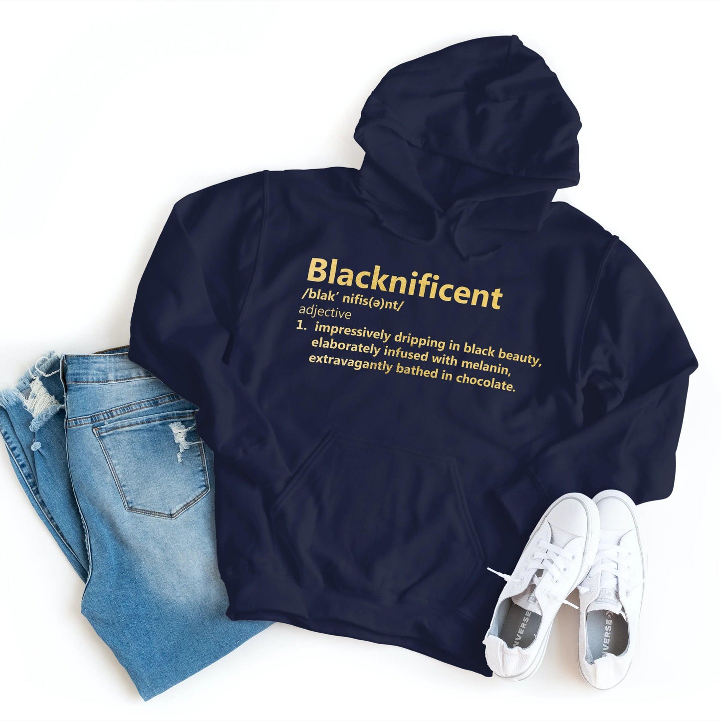 Blacknificent - Gold Foil Hoodie - Healthy Wealthy Skinny