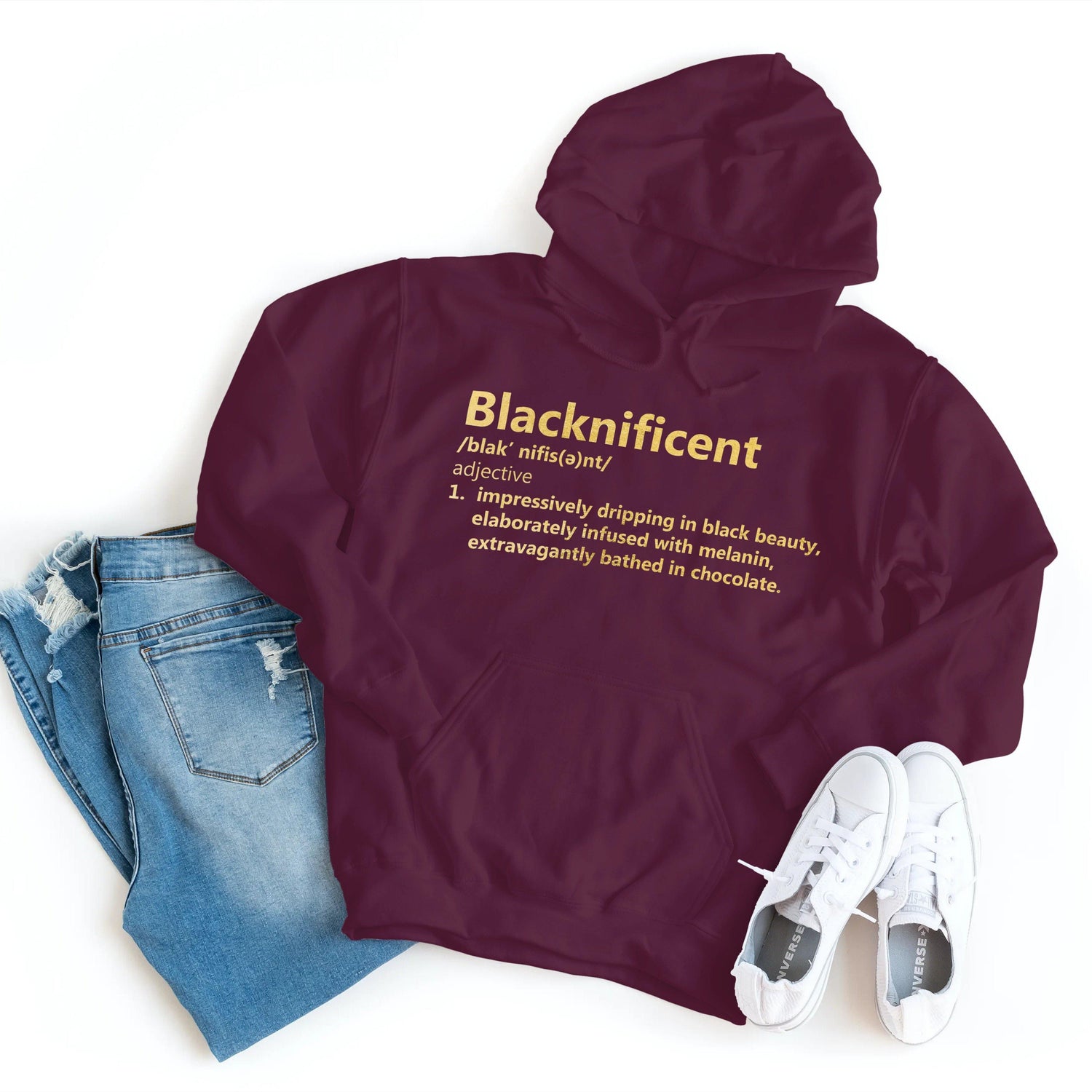 Blacknificent - Gold Foil Hoodie - Healthy Wealthy Skinny